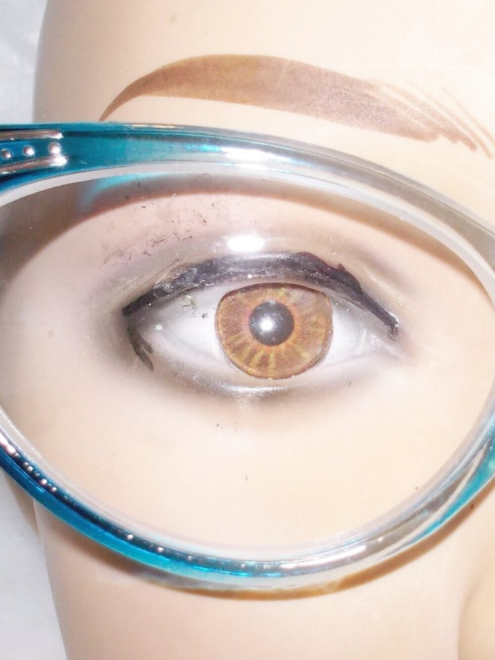50'S STYLE CAT EYE READING GLASSES BLUE & CLEAR DECORATIVE DETAIL ALL STRENGTHS